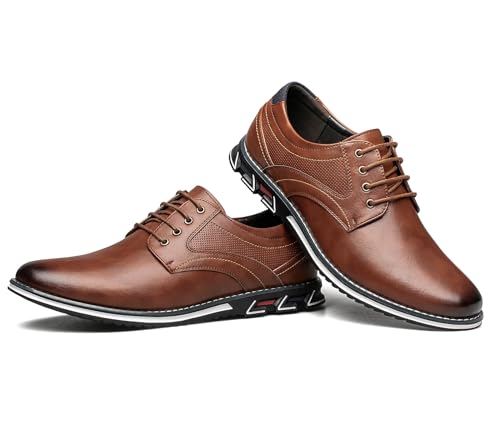 Men's Dress Shoes Wide Width, Comfort Dress Sneakers Men Fashion Business Casual Oxford Shoes Soft Derby Shoe for Working Driving Walking Light Brown, 11 Wide4