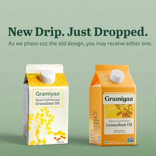 Image of Gramiyaa Cold Pressed Groundnut Oil 500 Ml | Traditionally Extracted | Chemical-free, Zero Trans-fat Cooking Oil | Unrefined Oil | Kachi Ghani Peanut oil for Cooking