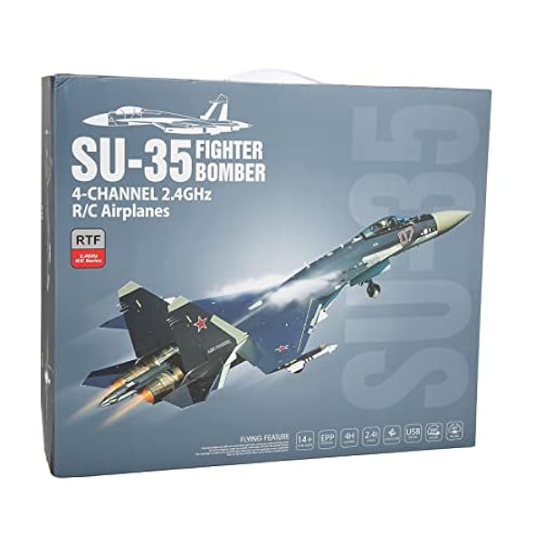 Ny Fjärrkontroll Trådlös Flygplansleksak, 4 Kanaler QF009 SU 35 2,4Ghz RC Flygplansflygplan, 6-axlig Flyga Bakåtsegelflygplan Slagtålighet 3,7V 1000mAh för Nybörjare Barn Vuxna, Presenter för Barn Poj