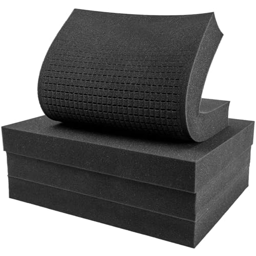 16x12x2in Precut Gun Case Foam Inserts 4Pack, High-Density Black Foam Padding Customizable Padding for Gun Parts, Toolboxes, Camera Bags & Precision Equipment Protection