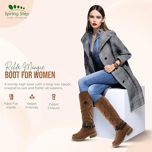 Spring Step Women’s Mangie Tall Knee High Boot – Vegan Leather Zipper Back Closure – Flexible Shock Absorbing Sole Faux Fur Insole Water Resistant Footwear4