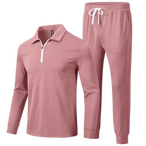 MoFiz Survêtement Homme Ensemble Jogging Survêtement de Sport Décontracté Tenue Manche longue Doux Sweatshirt éclair 1/4 et Pantalon de sport avec Poches...