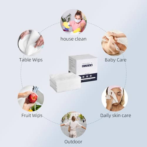 Disposable Face Towels XL,Viscose Biodegradable Large Dry Wipes,Super Soft & Thick Face Cleansing Towels,Daily Facial Tissues for Sensitive Skin, Makeup Removing,Facial Clean,Nursing,Travel (50 Count) - Thumbnail 7