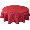 Benson Mills Holiday Elegance Heavyweight Engineered Jacquard Fabric Table Cloth, Holiday, Winter and Christmas Tablecloth (Dark Red, 70 Round)