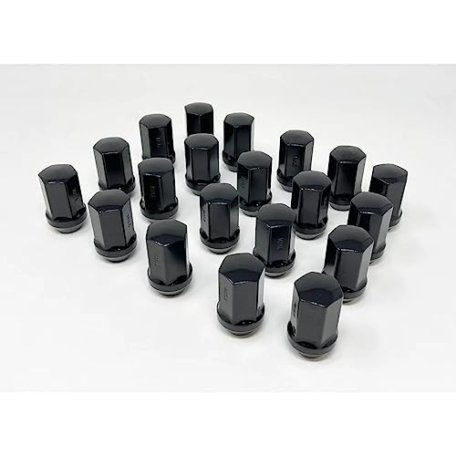 C8 Corvette Acorn Lug Nuts 22mm 14.5mm X 1.50 - Complete Set of 20 for 2020-2025 Corvettes (Black)