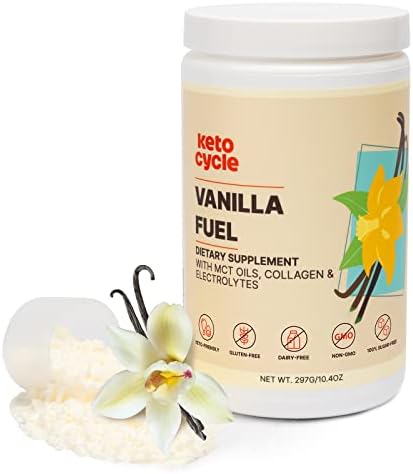 Keto Cycle Low Carb Protein Powder MCT Oils & Electrolytes Powder - Keto Vanilla Collagen Powder - Keto Protein Powder - Gluten Free Keto Collagen Peptides in Keto Shake & Coffee (20 Servings)