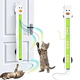 Interactive Cat Toys for Indoor Cats - Automatic Cat Toys with Motorized String Action, Sticking Door/Walls Electric Enrichment Stimulation Kitty Toy for Bored Indoor Adult & Kitten Cats (White)