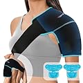 Comfytemp Shoulder Ice Pack Wrap Shoulder Brace Compression Sleeve for Shoulders Pain Relief, 2 Gel Ice Packs for Injuries Reusable, Cold Therapy for Rotator Cuff Recovery, Arm, S/M