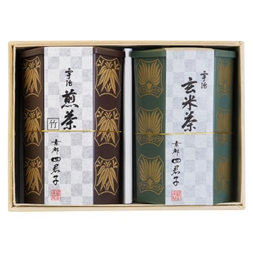 福寿園 宇治銘茶詰合せ 四君子 -350R (煎茶100g筒入・玄米茶150g筒入)
