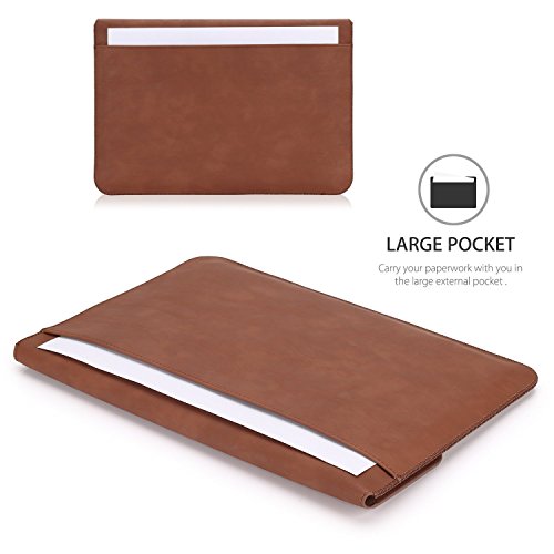 image for MoKo 13.5 Inch Laptop Sleeve Bag, PU Leather PC Notebook Case Cover Fi
