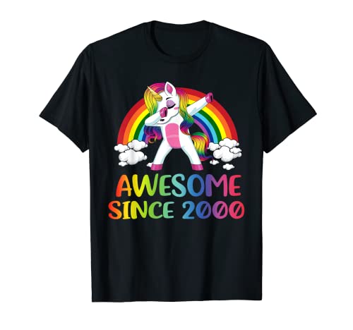 20 cumpleaños Unicorn Dabbing Awesome Since 2000 Camiseta