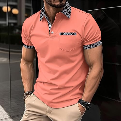 Mens Casual Polo Shirts Short Sleeve Button Golf Slim Fit Shirt with Pocket & Collar Spring Summer Stylish Tops4