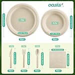 300PCS Disposable Paper Dinnerware Set for 50 Guests – Compostable Includes 50 Each 6" Dessert Plates, 9" Dinner Plates, Spoons, Forks, Knives and Napkins, Ideal for Parties (Natural) - Image 3