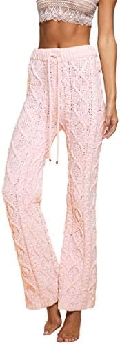 POL Clothing Women's Ultra Soft and Fuzzy Cable Knit Pajama Lounge Pants
