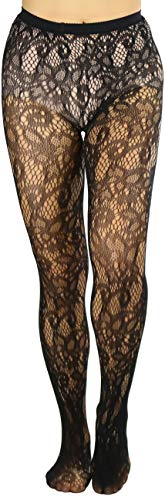 Image of ToBeInStyle Women's Elegant Floral Lace Inspired Spandex Net Full Length Tights