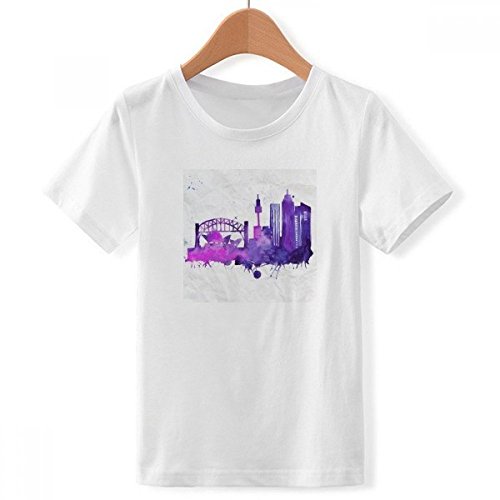 T-shirt opéra de Sydney aquarelle pour garçon grand avec impression textile durable
