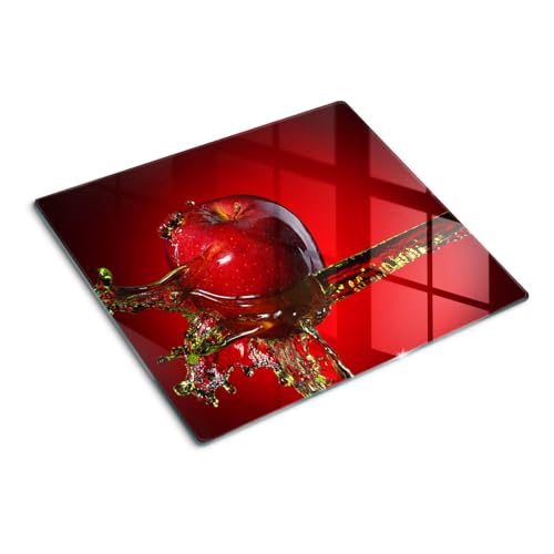 Tulup Planche À Découper 60x52cm Verre Trempé Cuisine Couvercle Cuisinière à Induction Protection Plaque Panneau de Protection - Apple et l'eau