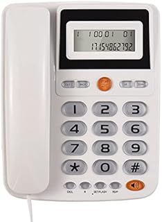 Domary Telefone fixo com fio de mesa Telefone com fio de botão grande para idosos Telefone com visor LCD Funções de flash/remarcação/mãos livres Portas duplas para o interruptor para casa, hotel, escritório, chamada