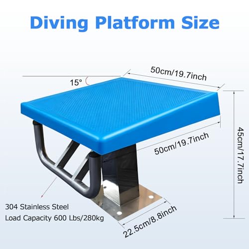 COAKUE Diving Board Professional Heavy Duty Diving Board,Stainless Pool Jumping Platform,Competition Diving Board Deck,Load 600lbs,Inclined at 15° A