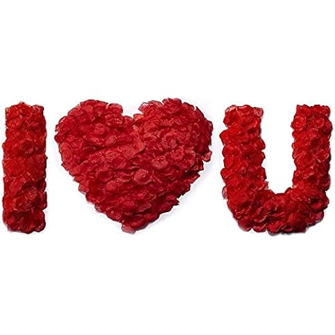 Hongyitime 1200 PCS Artificial Silk Rose Petals Decoration for Romantic Night, Wedding, Event, Party, Decoration, Color Red Rose Petals Cover