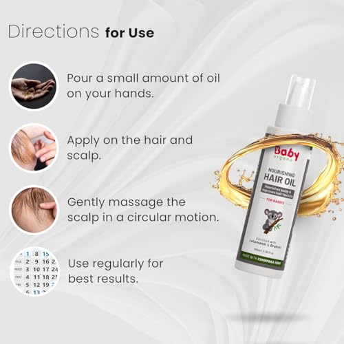 BabyOrgano Ayurvedic Nourishing Hair Oil for Babies & Kids (0-3 Years) – Best Hair Growth Oil – Soothes Cradle Cap – 100% Natural – Promotes Healthy Hair & Scalp – 100ml