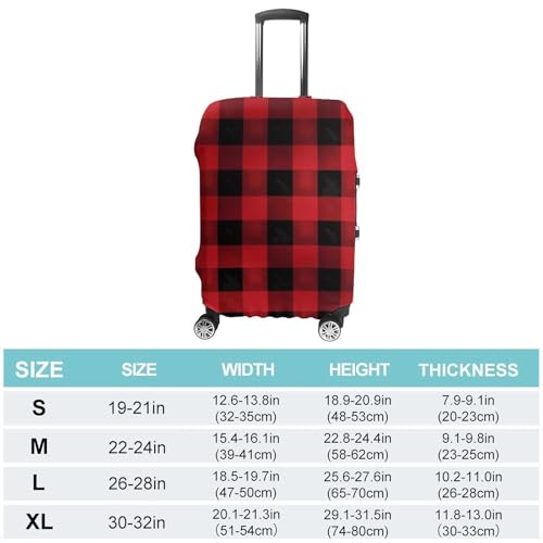 Red Black Buffalo Check Plaid Pattern Luggage Cover, Washable Elastic Suitcase Cover Protector Fit 18-32 Inch Luggage2