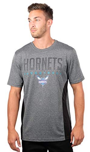 Ultra Game NBA Charlotte Hornets Mens Active Tee Shirt, Charcoal Heather, Small