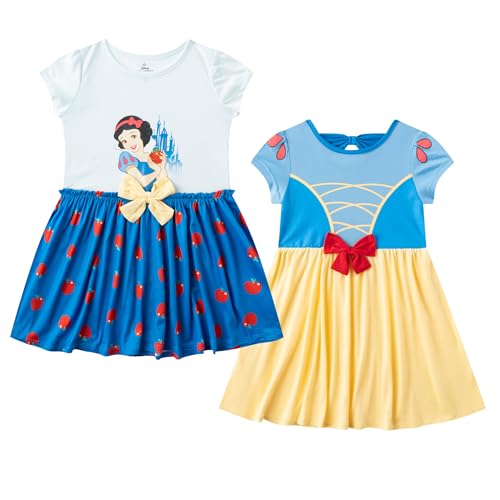 Disney Snow White Princess Girls 2 Pack Short Sleeve Dresses for Toddlers and Big Kids