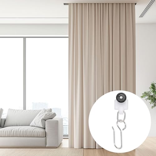 uxcell 50Pcs Curtain Track Rollers Curtain Rail Pulleys Runners Plastic Ceiling Gliders with Dual Wheel Roller for Window Tracks Carrier Accessories (Black) - Thumbnail 6