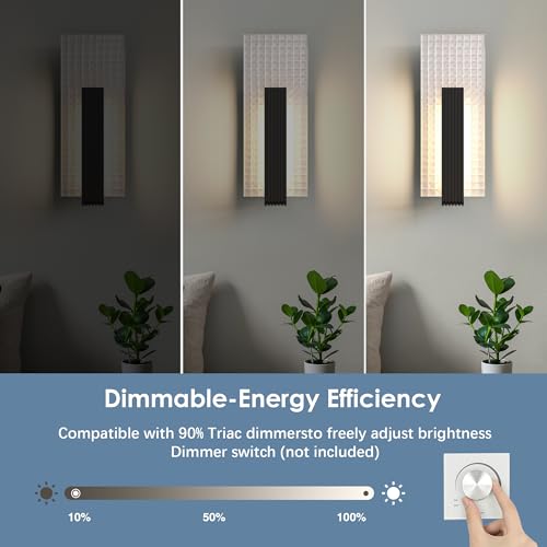 Image of Hyunbae Modern LED Wall Sconces Up and Down Wall Mount Light Black, 3000K Indoor Light Fixtures with Frosted Glass Bathroom Vanity Lights Dimmable Lighting Lamp for Home Stairway Hallway Bedoom