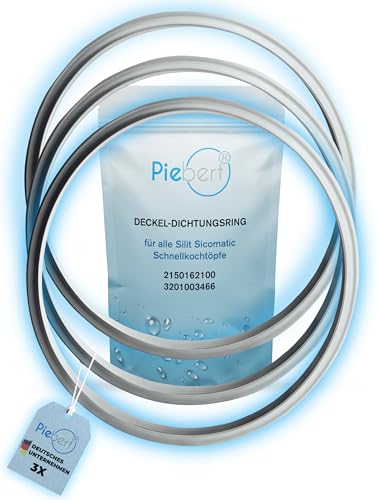 Piebert 39154 Lot de 3 joints de 22 cm pour couvercle d'autocuiseur Silit Sicomatic® Gris, silicone, diamètre intérieur 22 cm, diamètre extérieur 24,5 cm...