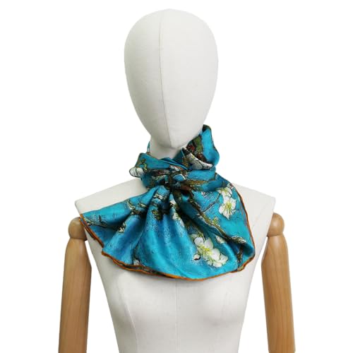DANA XU 100% Mulberry Silk Satin Scarf 35"×35" inches Square Large Size Hair Fashion Head Wraps For Evening3