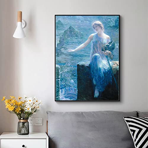 Edward Robert Hughes Art Prints - The Valkyries Vigil - Canvas Wall Art For Living Room Bedroom Home Decor Vintage Painting Poster Unframed - Gift For Fairy Believers(The Valkyries Vigil,12X16In/30X40Cm) #TOP1