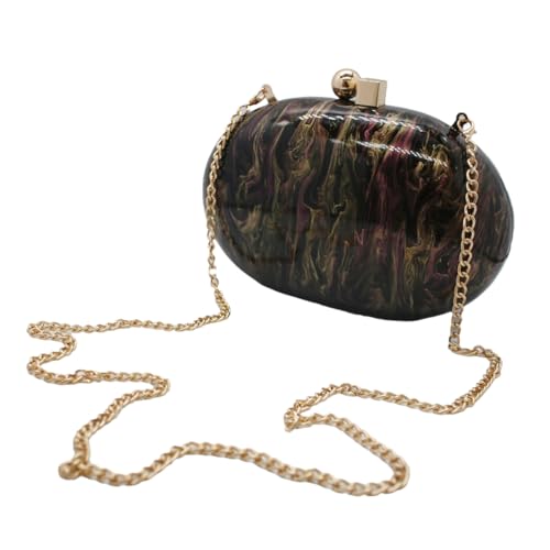 Image of Acrylic Evening Clutch Bag for Women Shell Shape Shoulder Crossbody Bag Glitter Marble Purse Handbag
