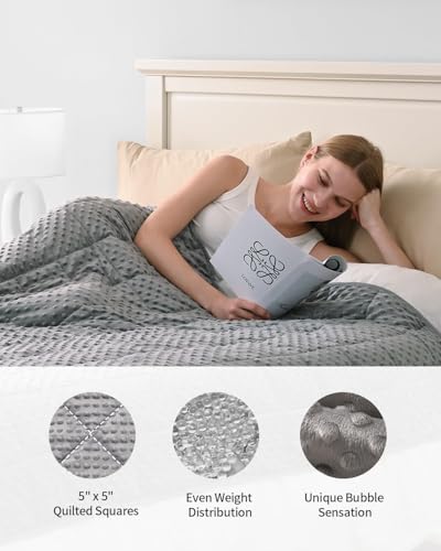 Image of Mr. Sandman Weighted Blanket for Adults, Minky Dots Heavy Blanket for Woman, Man Sleeping and Calm, Soft and Cozy Weighted Throw Blankets, Machine Washable, 41 x 60in, 10 lbs, Grey