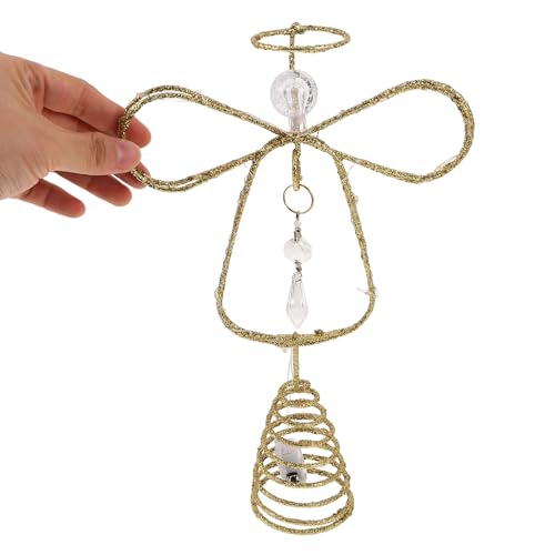 Ángel para árbol de Navidad grande con base de espiral y adornos elegantes 5
