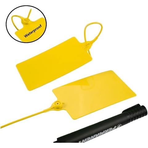 100 Plastic Seals, Shipping Tags, Waterproof Tags, Blank Labeling Tags, Blank Seals, Truck Seals, Plastic Tags, (100, Yellow) Cover
