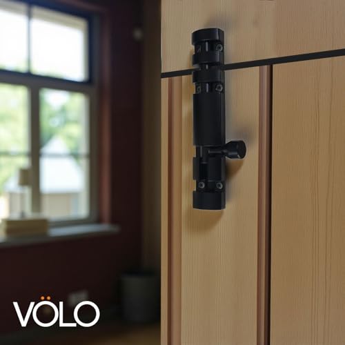 Image of VOLO Aluminium Tower Bolt with Stainless Steel Rod - Heavy Duty Door & Window Latch for Home and Office | Main Door Tower Bolt | Kundi /Chitakini | Pack of 2 Pieces (Black, 4 Inch)
