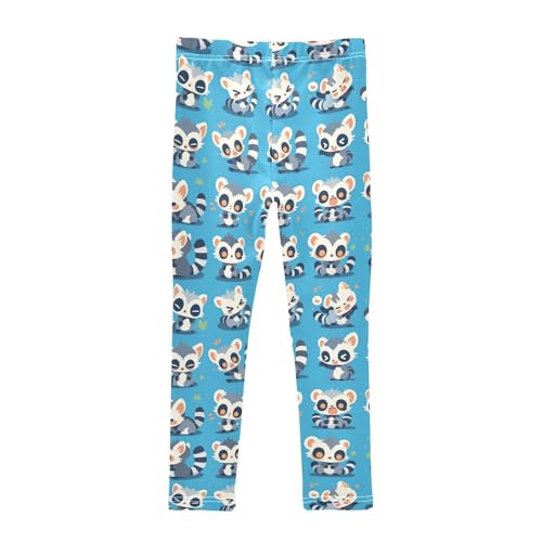 Lemurs Madagascar on Blue Pattern Kids Girl's Leggings Fashion Full Length Workout Pants Gym2