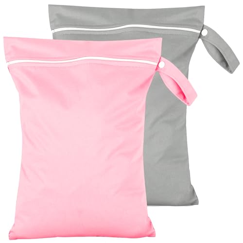 Bolsas Impermeables 2pcs - Bolsa Ropa Mojada Piscina - Bolsa Ropa Sucia Viaje Reutilizable 40x30cm con Cremallera y Asa para Playa, Gimnasio, Sucias/Húmeda, Bebe Pañales, Toallitas Húmedas, merienda