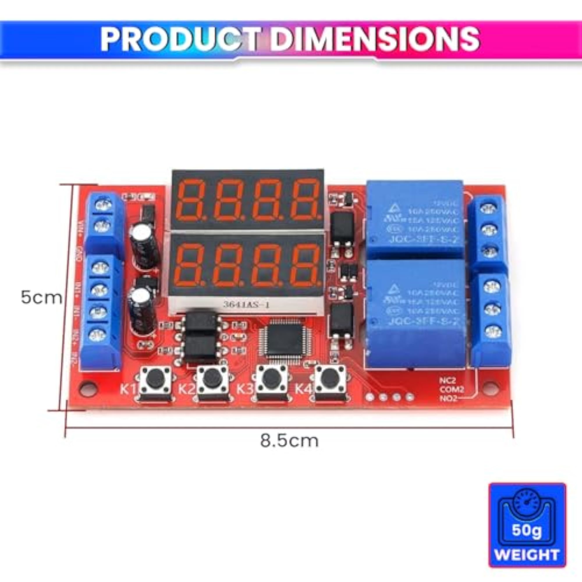 Adjustable Time Delay Relay Module with Digital Display, 32 Modes