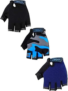 3 Pairs Kids Half Finger Gloves Sport Gloves Non-Slip Gel Gloves for Children Cycling Riding Biking (5 - 8 Years)