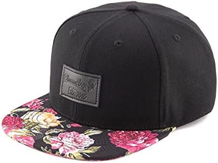 Floral Flat Bill Snapback Hat 
