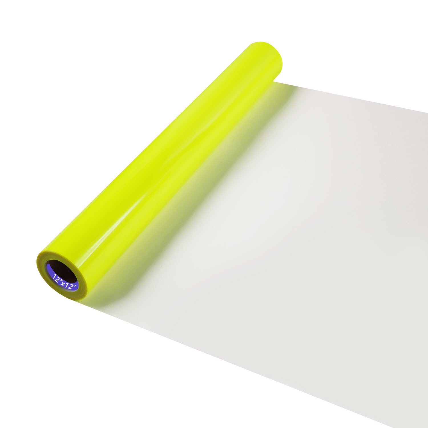 HTV Neon Yellow Iron on Vinyl 12Inch by 12ft Roll HTV Heat Transfer Vinyl for T-Shirt HTV Vinyl Rolls for All Cutter Machine - Easy to Cut &amp; Weed for Heat Vinyl Design (Neon Yellow, 12ft)