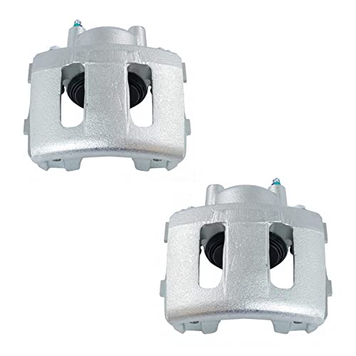 Image of TRQ Front Brake Caliper Set Zinc Coated Brackets Compatible with 1990-2001 Jeep Cherokee 1990-1992 Comanche 1993-1998 Grand Cherokee 1993 Grand Wagoneer 1990 Wagoneer 1990-2006 Wrangler