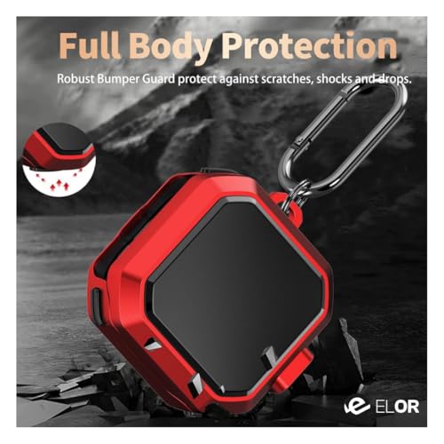 Image of ELOR Hybrid Eggshell Case Cover with Lock Compatible with Samsung Galaxy Buds 4 | 4 Pro (Earbuds Not Included) (Fiery Red)