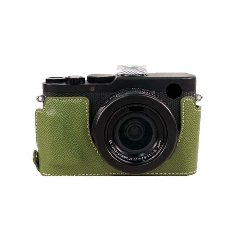 Etui na aparat zielona skóra PU antypoślizgowa ochronna połowa korpusu obudowa bazowa obudowa do kompaktowego aparatu cyfrowego Leica D-Lux 8