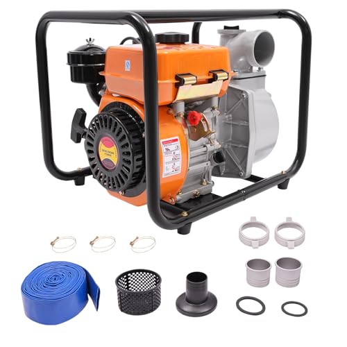 Diesel Water Pump, 3-inch 4 Stroke 196CC Diesel Engine Water