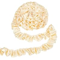 arricraft 10 Yards Satin-Rüschenband, 1-3/4 Zoll (46 mm) breites, plissiertes, wellenförmiges Rüschenband für Stoffnäharbeiten, Hochzeitsdekorationen und Bastelarbeiten (Blanched Almond)