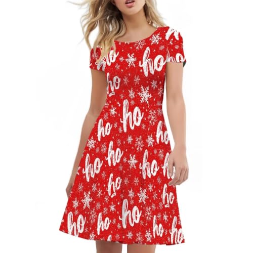 Image of AFPANQZ Womens Casual Summer Lightweight Vintage Dress Short Sleeve Midi Dress Knee-Long Luxury Formal Dress
